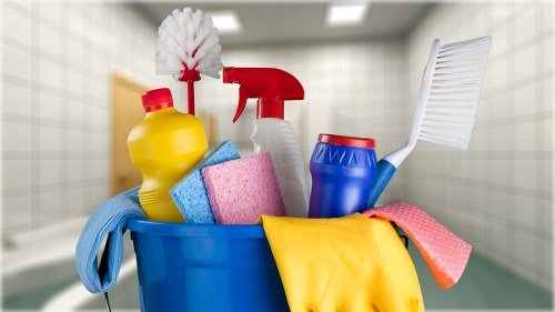 Domestic cleaner preparing a kitchen in a Wandsworth home