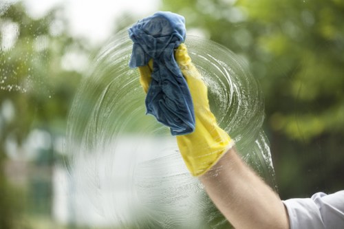 Window cleaning service preparing to clean upper-floor windows in Wandsworth